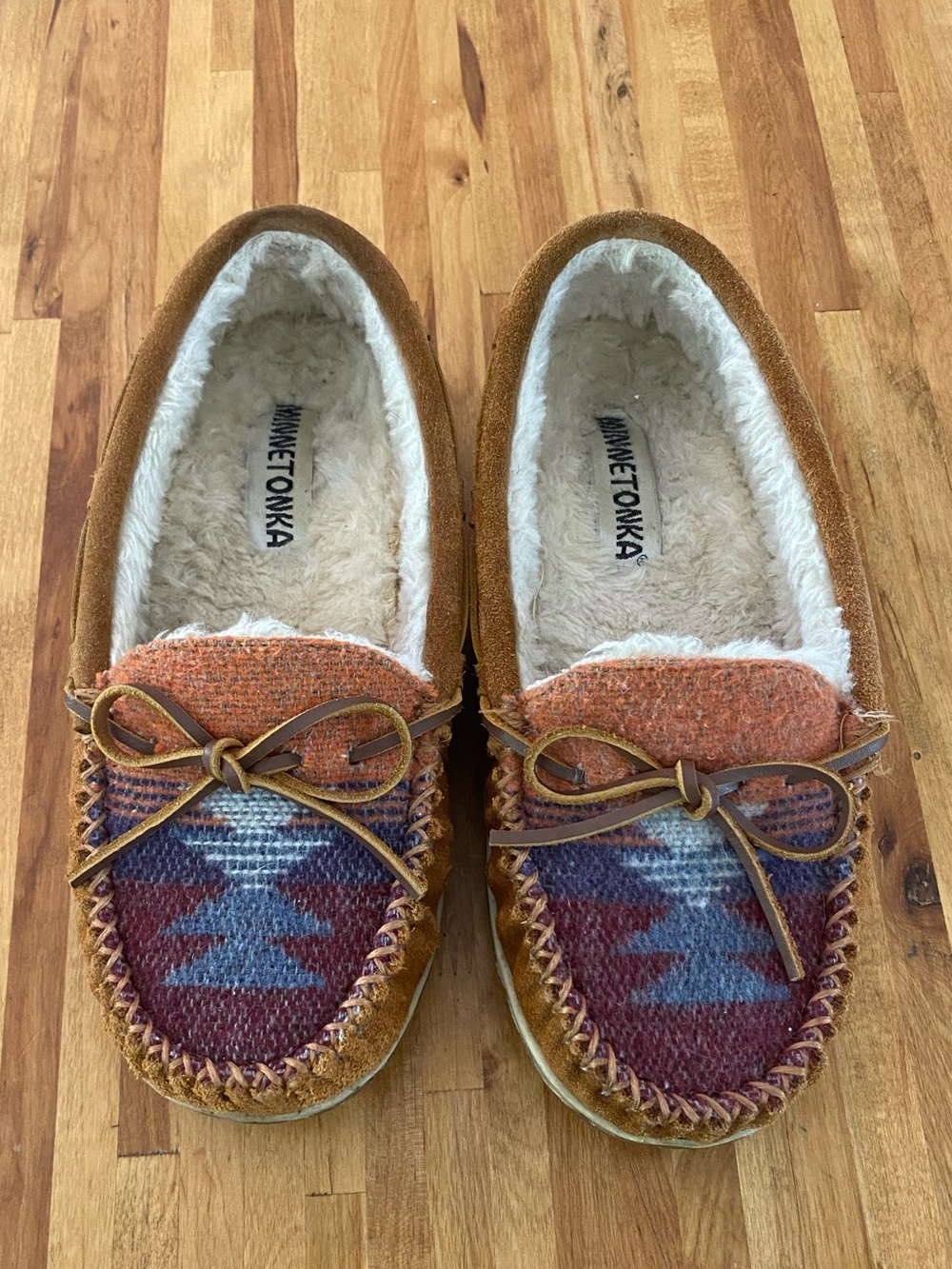 Minnetonka Women’s Moccasin Slippers with Faux Fur Lining